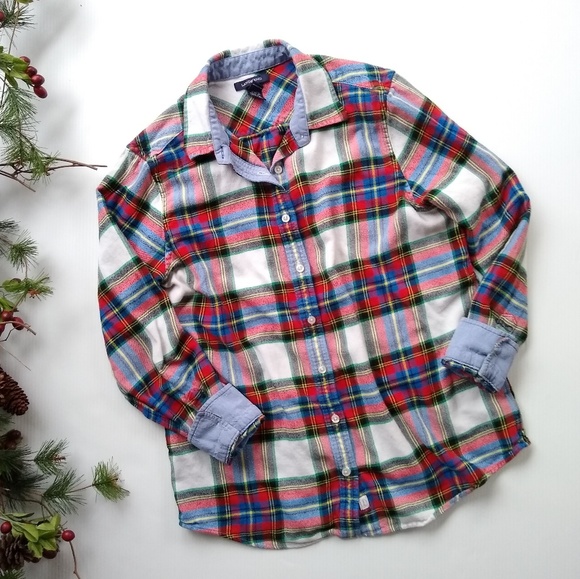Lands' End Tops - Land's End • tartan plaid flannel button down